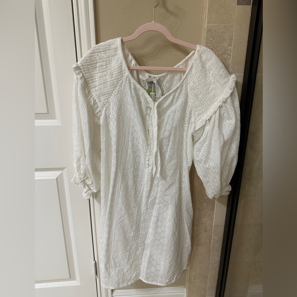 Innika choo White Bohemian Peasant Dress NWT
